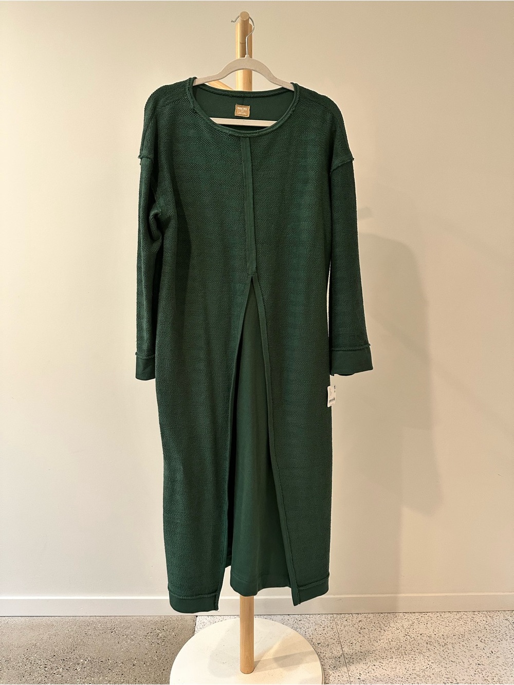 Long Forest Green Knit Cardigan Dress — Women's Casual Layering